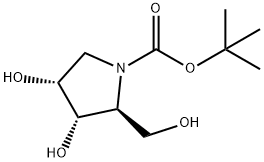 1-Pyrrolidinecarboxylic acid, 3,4-dihydroxy-2-(hydroxymethyl)-, 1,1-dimethylethyl ester, (2S,3S,4R)- Struktur