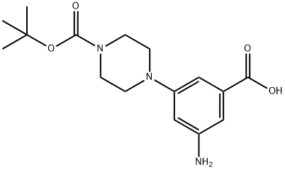 3-amino-5-{4-[(tert-butoxy)carbonyl]piperazin-1-yl}benzoic acid Struktur