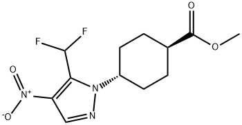 Cyclohexanecarboxylic acid, 4-[5-(difluoromethyl)-4-nitro-1H-pyrazol-1-yl]-, methyl ester, trans-|反式-4-[5-(二氟甲基)-4-硝基-1H-吡唑-1-基]環(huán)己烷羧酸甲酯