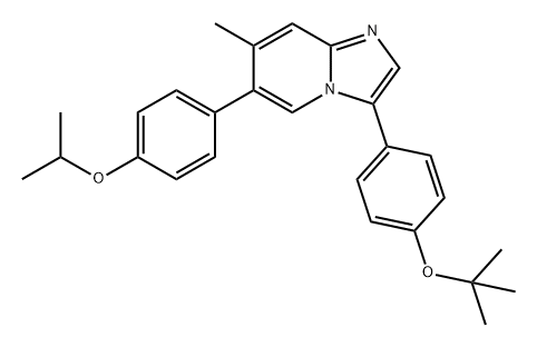 Imidazo[1,2-a]pyridine, 3-[4-(1,1-dimethylethoxy)phenyl]-7-methyl-6-[4-(1-methylethoxy)phenyl]- Struktur