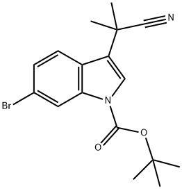 1H-Indole-1-carboxylic acid, 6-bromo-3-(1-cyano-1-methylethyl)-, 1,1-dimethylethyl ester Struktur