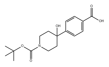 1-Piperidinecarboxylic acid, 4-(4-carboxyphenyl)-4-hydroxy-, 1-(1,1-dimethylethyl) ester Struktur