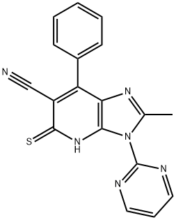 3H-Imidazo[4,5-b]pyridine-6-carbonitrile, 4,5-dihydro-2-methyl-7-phenyl-3-(2-pyrimidinyl)-5-thioxo- Struktur