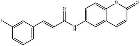 2-Propenamide, 3-(3-fluorophenyl)-N-(2-oxo-2H-1-benzopyran-6-yl)-, (2E)- Struktur