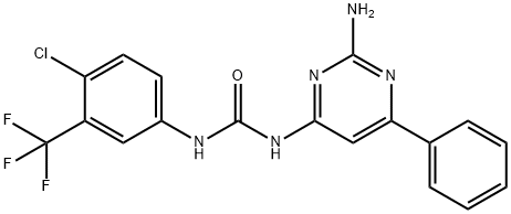 Urea, N-(2-amino-6-phenyl-4-pyrimidinyl)-N'-[4-chloro-3-(trifluoromethyl)phenyl]- Struktur