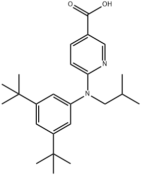 3-Pyridinecarboxylic acid, 6-[[3,5-bis(1,1-dimethylethyl)phenyl](2-methylpropyl)amino]- Struktur