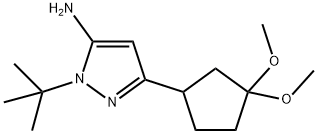 1H-Pyrazol-5-amine, 3-(3,3-dimethoxycyclopentyl)-1-(1,1-dimethylethyl)- Struktur