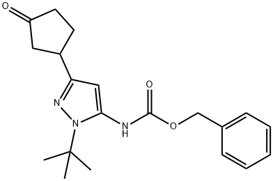 Carbamic acid, N-[1-(1,1-dimethylethyl)-3-(3-oxocyclopentyl)-1H-pyrazol-5-yl]-, phenylmethyl ester Struktur