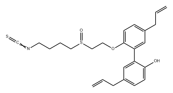 [1,1'-Biphenyl]-2-ol, 2'-[2-[(4-isothiocyanatobutyl)sulfinyl]ethoxy]-5,5'-di-2-propen-1-yl- Struktur