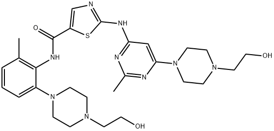 5-Thiazolecarboxamide, N-[2-[4-(2-hydroxyethyl)-1-piperazinyl]-6-methylphenyl]-2-[[6-[4-(2-hydroxyethyl)-1-piperazinyl]-2-methyl-4-pyrimidinyl]amino]- Struktur