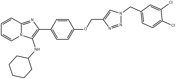 Imidazo[1,2-a]pyridin-3-amine, N-cyclohexyl-2-[4-[[1-[(3,4-dichlorophenyl)methyl]-1H-1,2,3-triazol-4-yl]methoxy]phenyl]- Structure