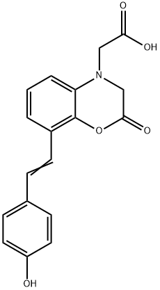 4H-1,4-Benzoxazine-4-acetic acid, 2,3-dihydro-8-[2-(4-hydroxyphenyl)ethenyl]-2-oxo- Struktur