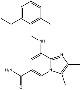 Imidazo[1,2-a]pyridine-6-carboxamide, 8-[[(2-ethyl-6-methylphenyl)methyl]amino]-2,3-dimethyl- Struktur