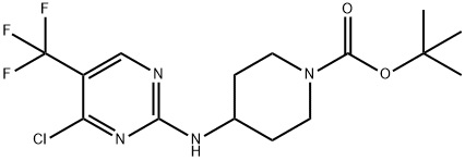 1-Piperidinecarboxylic acid, 4-[[4-chloro-5-(trifluoromethyl)-2-pyrimidinyl]amino]-, 1,1-dimethylethyl ester Struktur