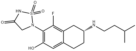 1,2,5-Thiadiazolidin-3-one, 5-[(7R)-1-fluoro-5,6,7,8-tetrahydro-3-hydroxy-7-[(3-methylbutyl)amino]-2-naphthalenyl]-, 1,1-dioxide