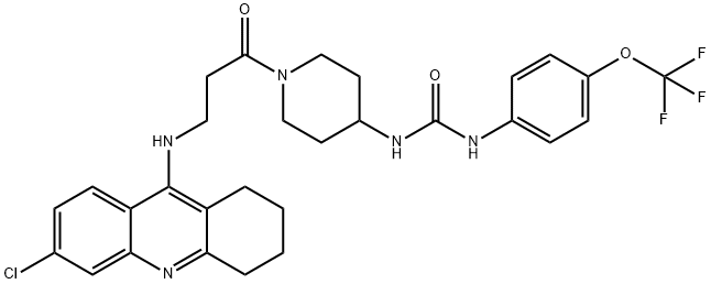 Urea, N-[1-[3-[(6-chloro-1,2,3,4-tetrahydro-9-acridinyl)amino]-1-oxopropyl]-4-piperidinyl]-N'-[4-(trifluoromethoxy)phenyl]- Struktur