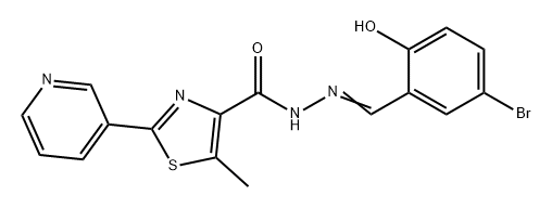 4-Thiazolecarboxylic acid, 5-methyl-2-(3-pyridinyl)-, 2-[(5-bromo-2-hydroxyphenyl)methylene]hydrazide Struktur