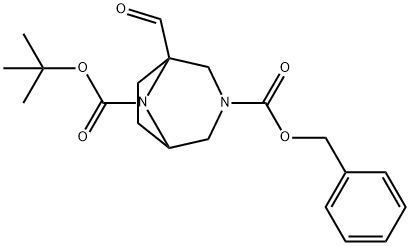 3,8-Diazabicyclo[3.2.1]octane-3,8-dicarboxylic acid, 1-formyl-, 8-(1,1-dimethylethyl) 3-(phenylmethyl) ester Struktur