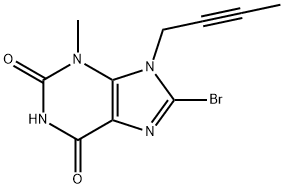 1H-Purine-2,6-dione, 8-bromo-9-(2-butyn-1-yl)-3,9-dihydro-3-methyl- Struktur