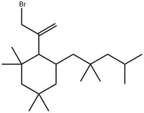 Cyclohexane, 2-[1-(bromomethyl)ethenyl]-1,1,5,5-tetramethyl-3-(2,2,4-trimethylpentyl)- Struktur