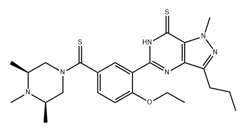 7H-Pyrazolo[4,3-d]pyrimidine-7-thione, 5-[2-ethoxy-5-[thioxo[(3R,5S)-3,4,5-trimethyl-1-piperazinyl]methyl]phenyl]-1,6-dihydro-1-methyl-3-propyl- Struktur