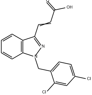 2-Propenoic acid, 3-[1-[(2,4-dichlorophenyl)methyl]-1H-indazol-3-yl]- Struktur