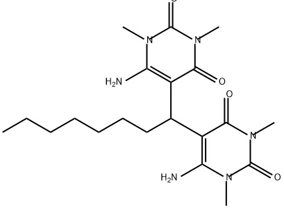 2,4(1H,3H)-Pyrimidinedione, 5,5'-octylidenebis[6-amino-1,3-dimethyl- Struktur