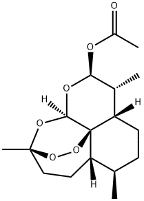 3,12-Epoxy-12H-pyrano[4,3-j]-1,2-benzodioxepin-10-ol, decahydro-3,6,9-trimethyl-, 10-acetate, (3R,5aS,6R,8aS,9R,10R,12R,12aR)- Struktur