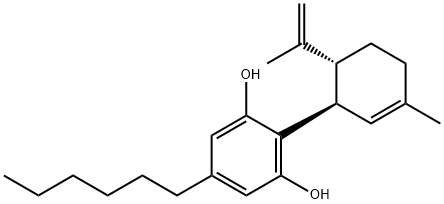 1,3-Benzenediol, 5-hexyl-2-[(1R,6R)-3-methyl-6-(1-methylethenyl)-2-cyclohexen-1-yl]- Struktur