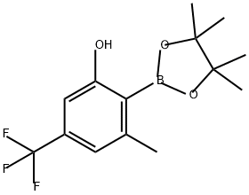 Phenol, 3-methyl-2-(4,4,5,5-tetramethyl-1,3,2-dioxaborolan-2-yl)-5-(trifluoromethyl)- Struktur