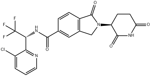 1H-Isoindole-5-carboxamide, N-[(1R)-1-(3-chloro-2-pyridinyl)-2,2,2-trifluoroethyl]-2-[(3S)-2,6-dioxo-3-piperidinyl]-2,3-dihydro-1-oxo- Struktur