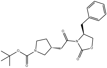 1-Pyrrolidinecarboxylic acid, 3-[2-oxo-2-[(4S)-2-oxo-4-(phenylmethyl)-3-oxazolidinyl]ethyl]-, 1,1-dimethylethyl ester, (3R)-|(R)-3-(2-((S)-4-芐基-2-氧代惡唑烷-3-基)-2-氧代乙基)吡咯烷-1-甲酸叔丁酯