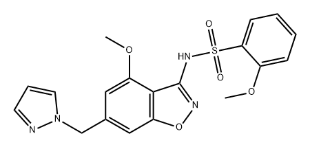 Benzenesulfonamide, 2-methoxy-N-[4-methoxy-6-(1H-pyrazol-1-ylmethyl)-1,2-benzisoxazol-3-yl]- Struktur