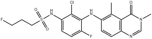 1-Propanesulfonamide, N-[2-chloro-3-[(3,4-dihydro-3,5-dimethyl-4-oxo-6-quinazolinyl)amino]-4-fluorophenyl]-3-fluoro- Struktur