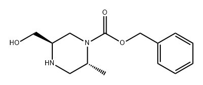 (2R,5R)-5-(羥甲基)-2-甲基哌嗪-1-羧酸芐酯 結構式