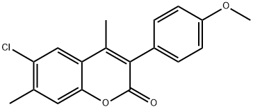 2H-1-Benzopyran-2-one, 6-chloro-3-(4-methoxyphenyl)-4,7-dimethyl- Struktur