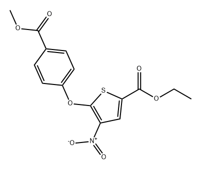 2-Thiophenecarboxylic acid, 5-[4-(methoxycarbonyl)phenoxy]-4-nitro-, ethyl ester Struktur