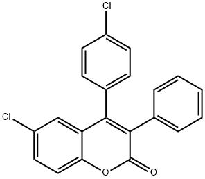 2H-1-Benzopyran-2-one, 6-chloro-4-(4-chlorophenyl)-3-phenyl- Struktur