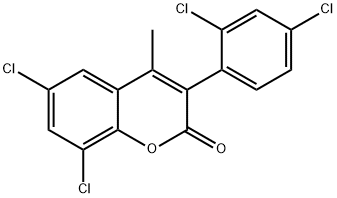 2H-1-Benzopyran-2-one, 6,8-dichloro-3-(2,4-dichlorophenyl)-4-methyl- Struktur