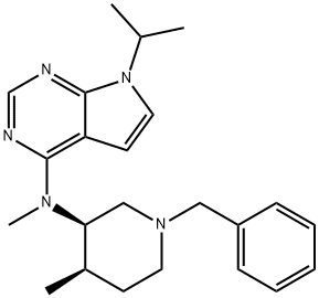 7H-Pyrrolo[2,3-d]pyrimidin-4-amine, N-methyl-7-(1-methylethyl)-N-[(3R,4R)-4-methyl-1-(phenylmethyl)-3-piperidinyl]- Struktur