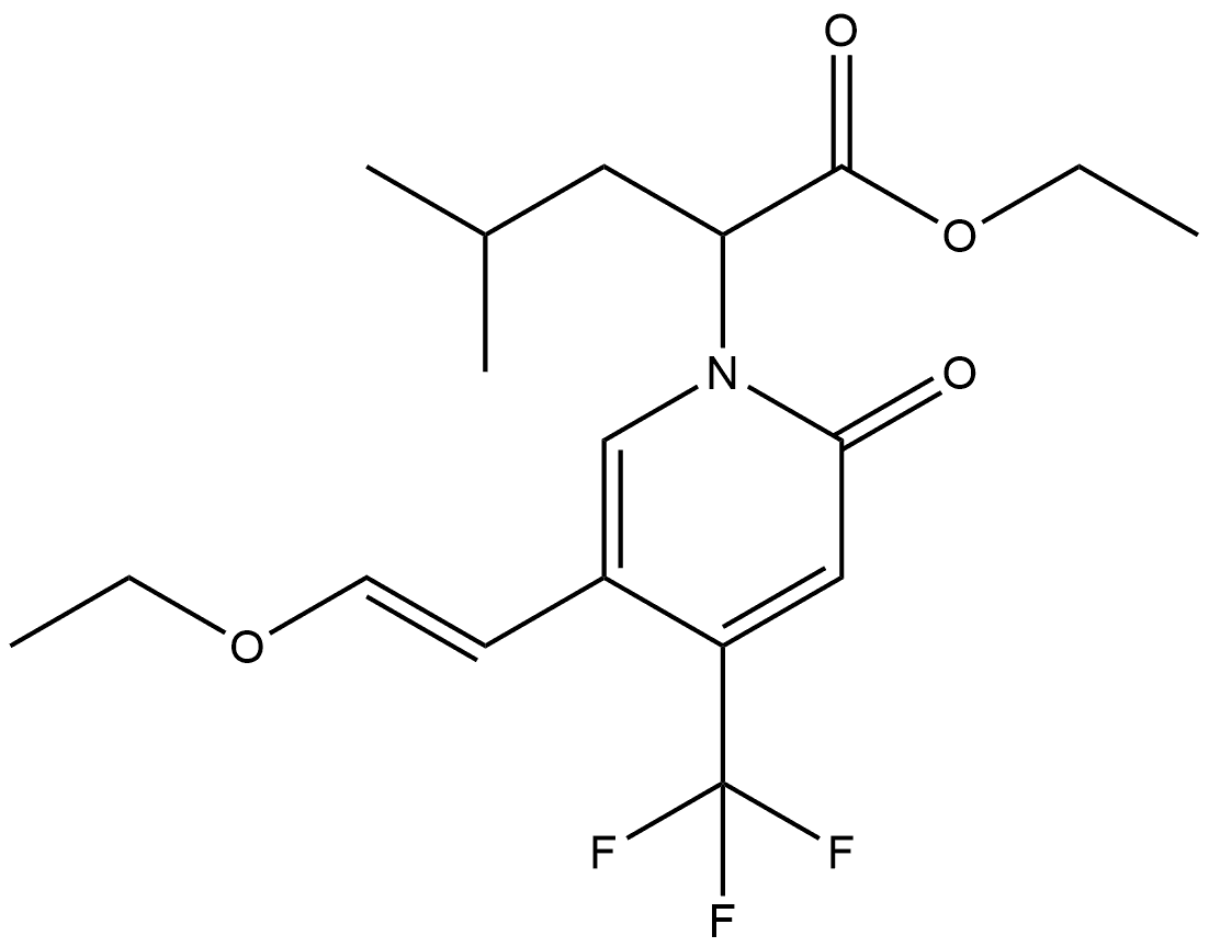 Ethyl 5-[(1E)-2-ethoxyethenyl]-α-(2-methylpropyl)-2-oxo-4-(trifluoromethyl)-1(2H)-pyridineacetate Struktur