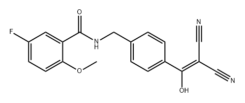 Benzamide, N-[[4-(2,2-dicyano-1-hydroxyethenyl)phenyl]methyl]-5-fluoro-2-methoxy- Struktur