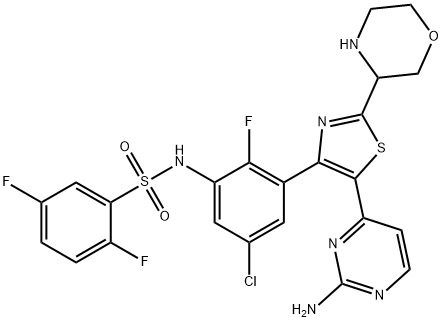 Benzenesulfonamide, N-[3-[5-(2-amino-4-pyrimidinyl)-2-(3-morpholinyl)-4-thiazolyl]-5-chloro-2-fluorophenyl]-2,5-difluoro- Struktur