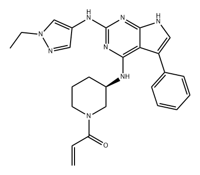 2-Propen-1-one, 1-[(3R)-3-[[2-[(1-ethyl-1H-pyrazol-4-yl)amino]-5-phenyl-7H-pyrrolo[2,3-d]pyrimidin-4-yl]amino]-1-piperidinyl]- Structure