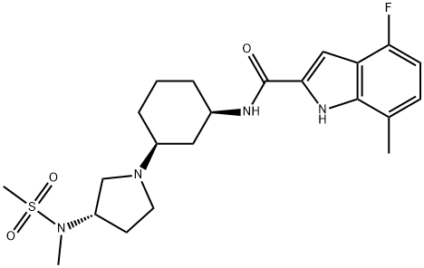 1H-Indole-2-carboxamide, 4-fluoro-7-methyl-N-[(1R,3S)-3-[(3S)-3-[methyl(methylsulfonyl)amino]-1-pyrrolidinyl]cyclohexyl]-|4-氟-7-甲基-N-[(1R,3S)-3-[(3S)-3-[甲基(甲基磺?；?氨基]-1-吡咯烷基]環(huán)己基]-1H-吲哚-2-甲酰胺