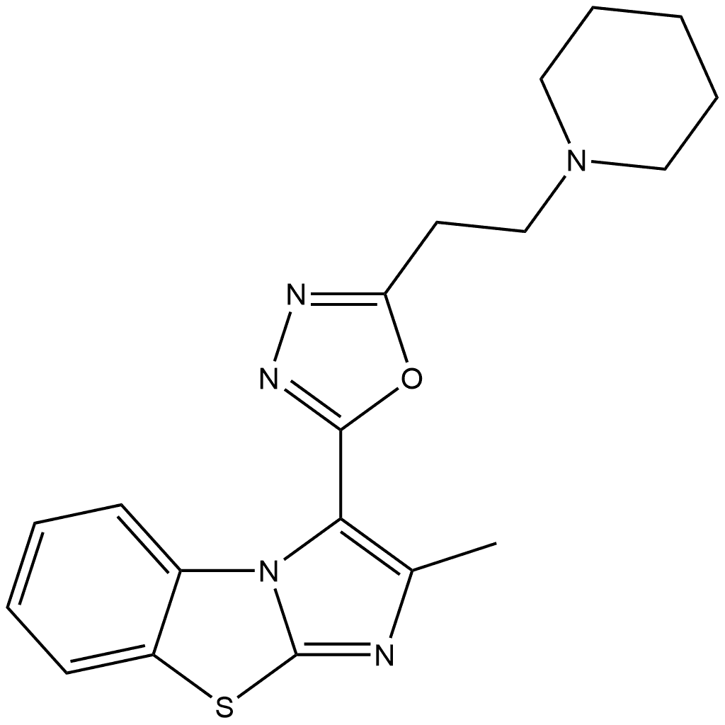 2-Methyl-3-[5-[2-(1-piperidinyl)ethyl]-1,3,4-oxadiazol-2-yl]imidazo[2,1-b]benzothiazole Struktur