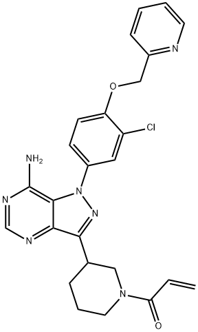 2-Propen-1-one, 1-[3-[7-amino-1-[3-chloro-4-(2-pyridinylmethoxy)phenyl]-1H-pyrazolo[4,3-d]pyrimidin-3-yl]-1-piperidinyl]- Struktur