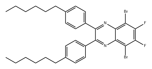 Quinoxaline, 5,8-dibromo-6,7-difluoro-2,3-bis(4-hexylphenyl)- Struktur