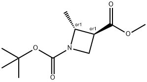 1,3-Azetidinedicarboxylic acid, 2-methyl-, 1-(1,1-dimethylethyl) 3-methyl ester, (2R,3S)-rel- Struktur