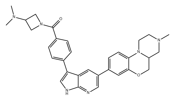 Methanone, [3-(dimethylamino)-1-azetidinyl][4-[5-(1,2,3,4,4a,5-hexahydro-3-methylpyrazino[2,1-c][1,4]benzoxazin-8-yl)-1H-pyrrolo[2,3-b]pyridin-3-yl]phenyl]- Struktur